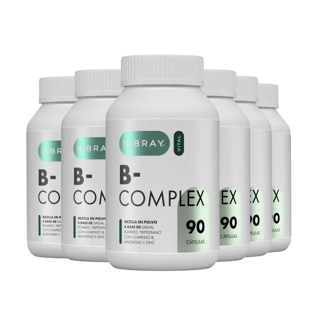 Complejo B con Triptofano Magnesio y Zinc Pack 6 Frascos Nibray Vital